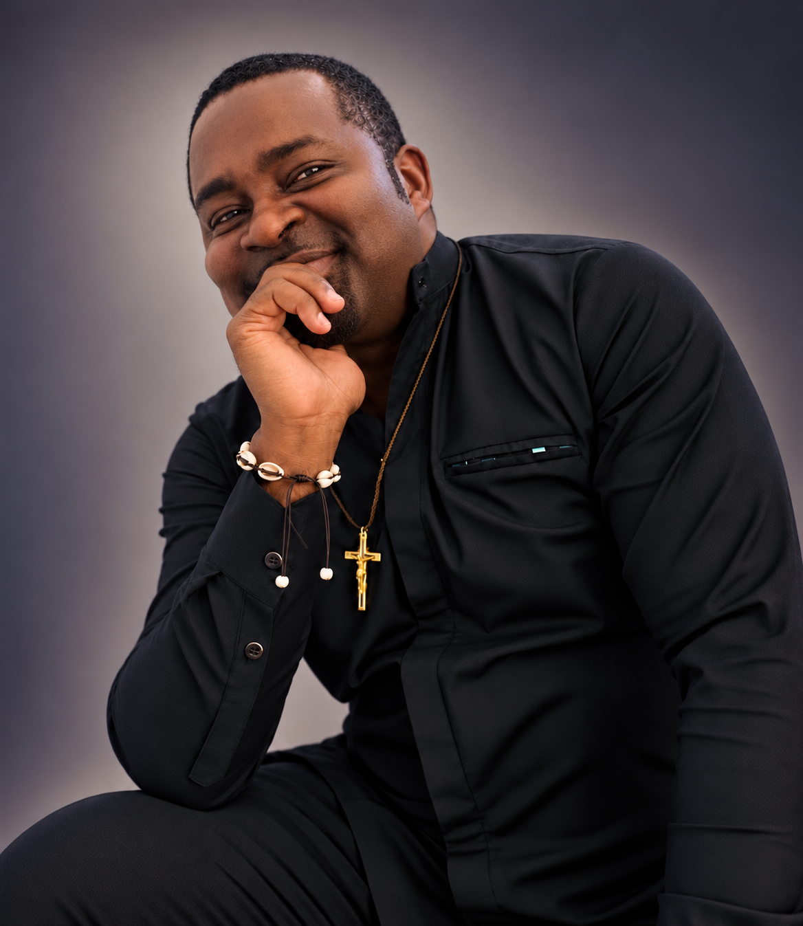 Nnaemeka Ali, O.M.I., wearing his Oblate cross